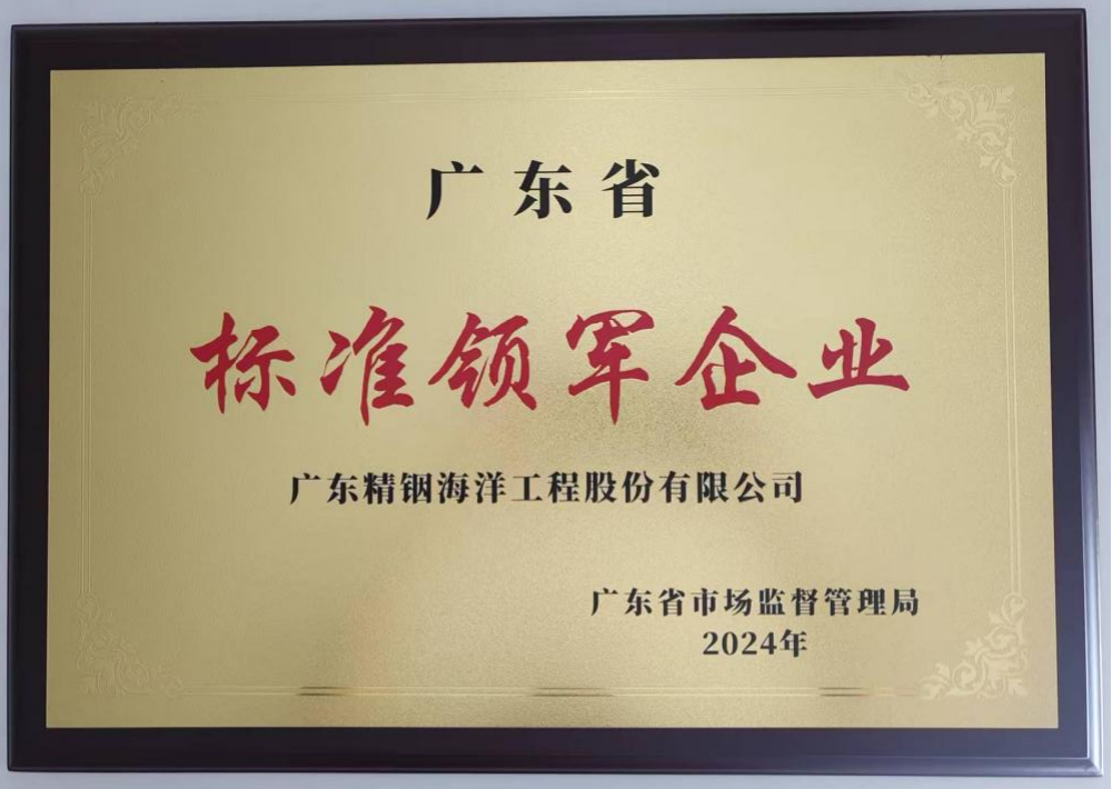 全省首批！精銦海工獲評“廣東省標準領軍企業(yè)”榮譽稱號